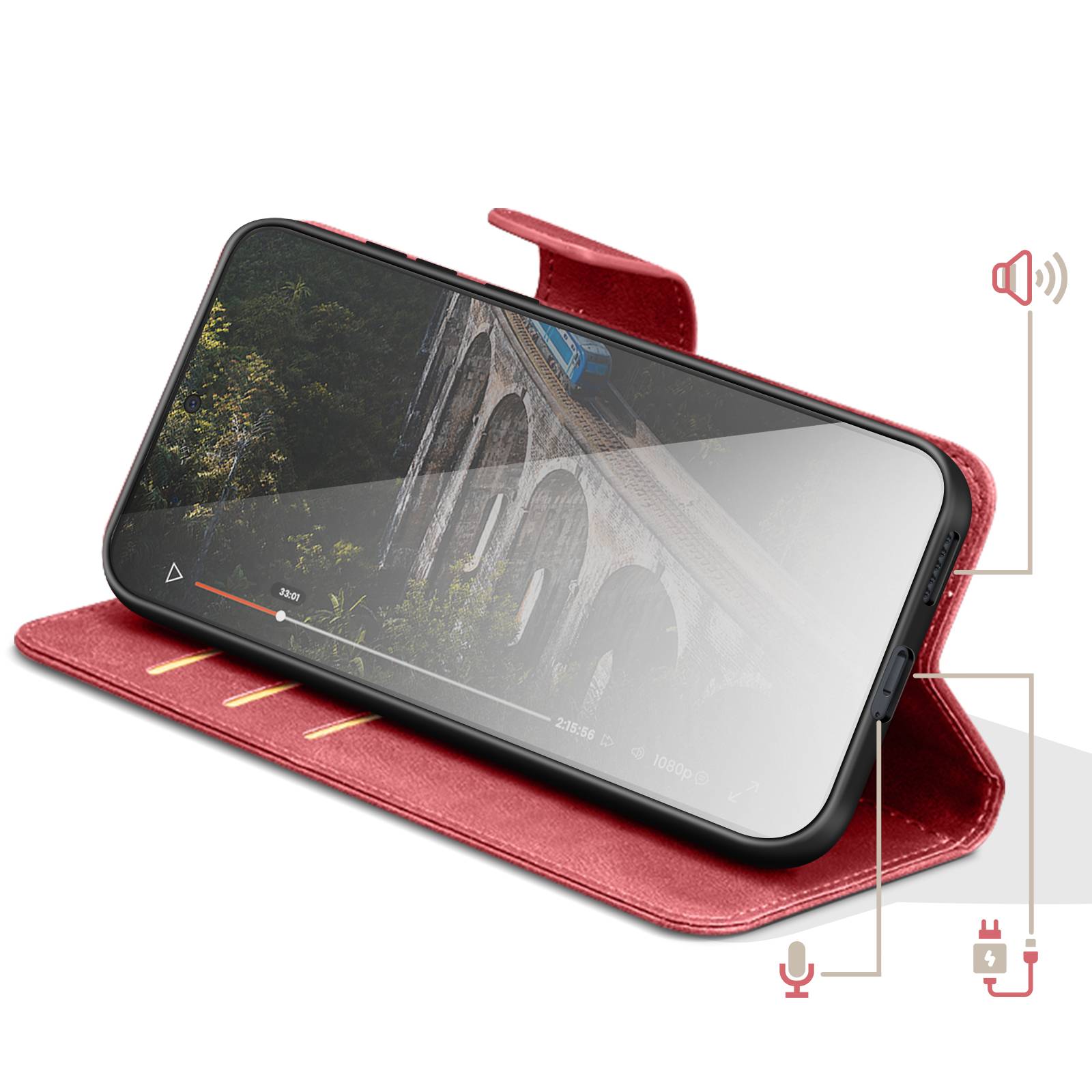 Étui Portefeuille pour Honor Magic 8 Lite Style Rétro avec Support-2