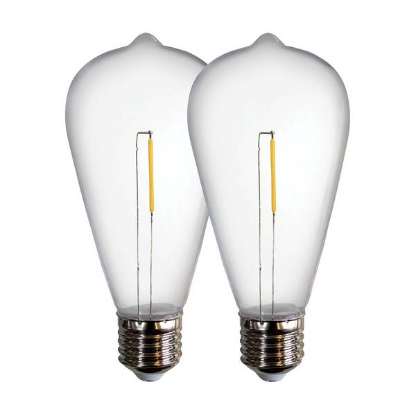 Lot 2 Ampoules LED Décoratives E27 Diam. 64mm 0.6W 55lm 2700K  plastique haute résistance conçu pour l'éxterieur