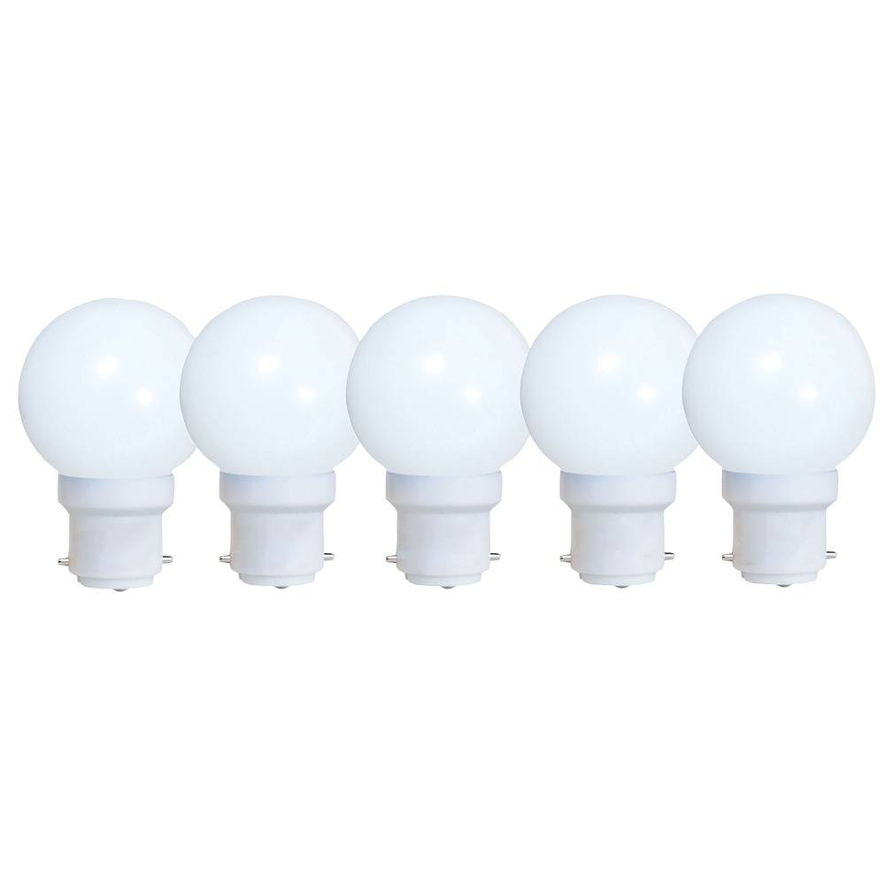 Pack de 5 Ampoules LED Sphériques 0,8W - 50LM, Plastique Haute Résistance, Idéales pour Guirlandes B22 - Tibelec-0