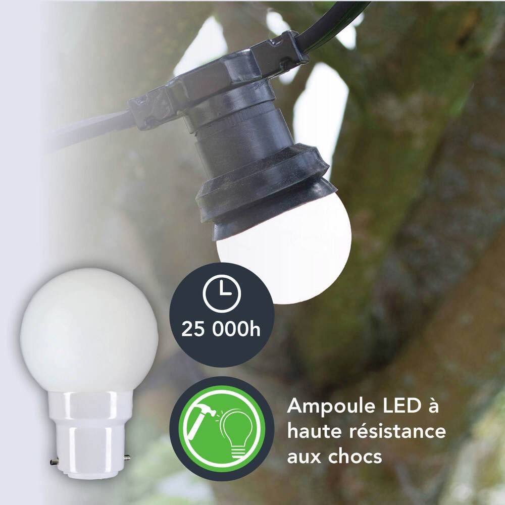 Pack de 5 Ampoules LED Sphériques 0,8W - 50LM, Plastique Haute Résistance, Idéales pour Guirlandes B22 - Tibelec-1