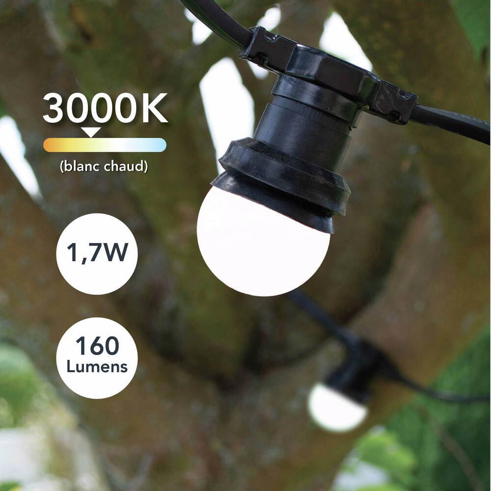 Pack de 5 Ampoules LED Sphériques 0,8W - 50LM, Plastique Haute Résistance, Idéales pour Guirlandes B22 - Tibelec-2