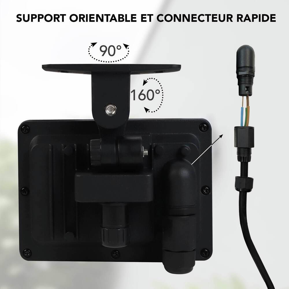 Projecteur LED écran Noir 20W 2160lm IP65 lumière 4000K orientable 360 Gar. 5 ans-1