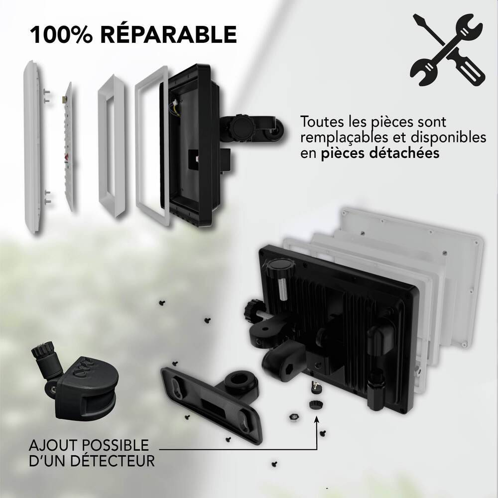 Projecteur LED écran Noir 20W 2160lm IP65 lumière 4000K orientable 360 Gar. 5 ans-3