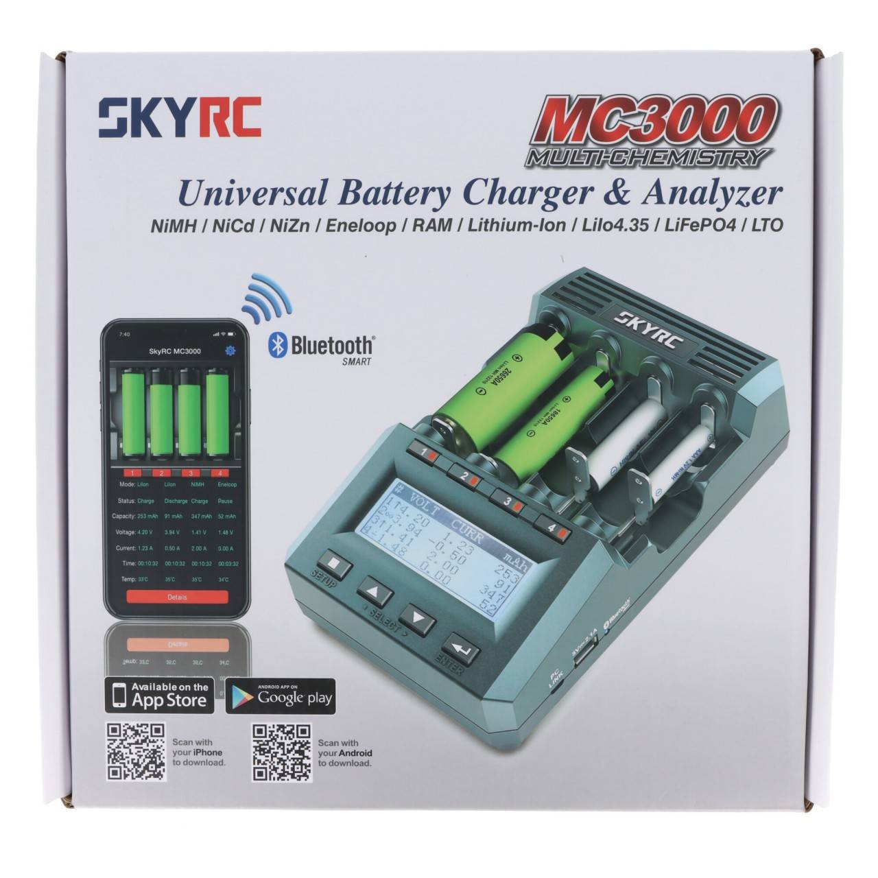 Chargeur et analyseur universel SkyRC MC3000, pour cellules rondes, avec contrôle par application-0