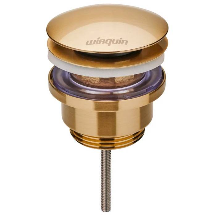Wirquin Bonde Lavabo universelle laiton Quick-Clac or brossé-0