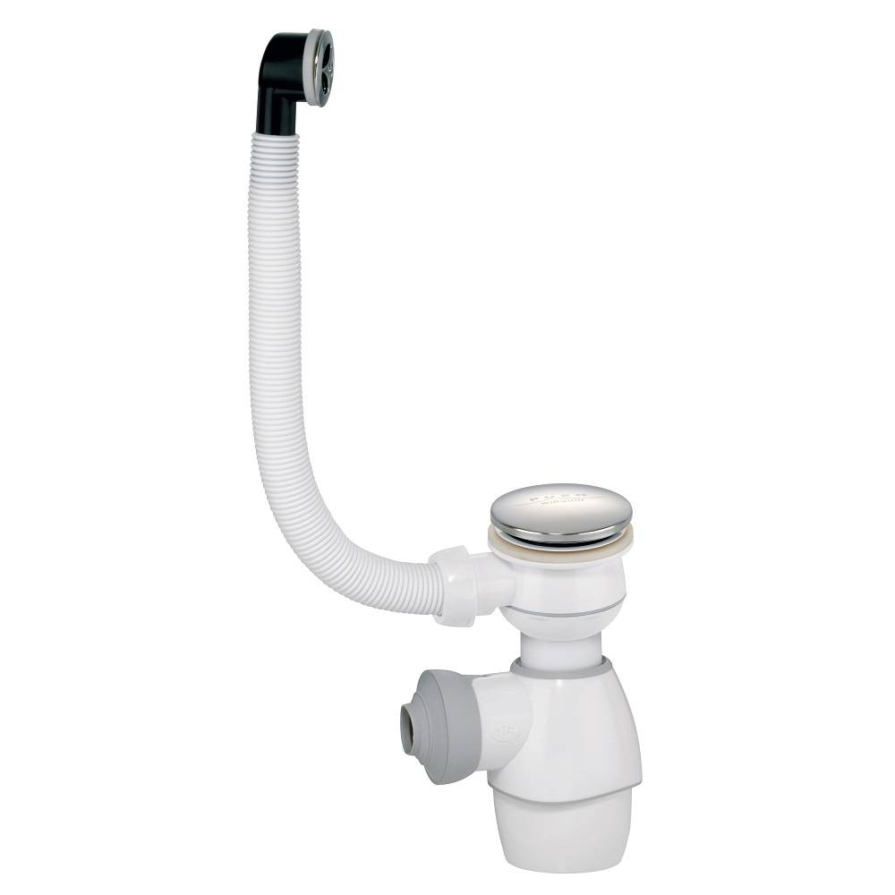 Siphon Tout en un blanc avec bonde Quick clac chromée et trop plein-0