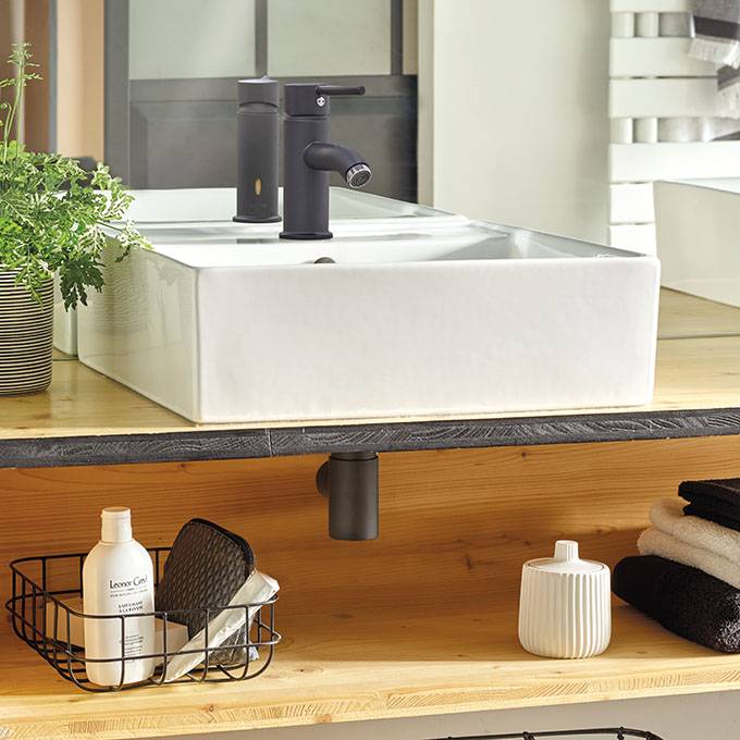 Wirquin Siphon lavabo design Linéis mini laiton noir mat-2