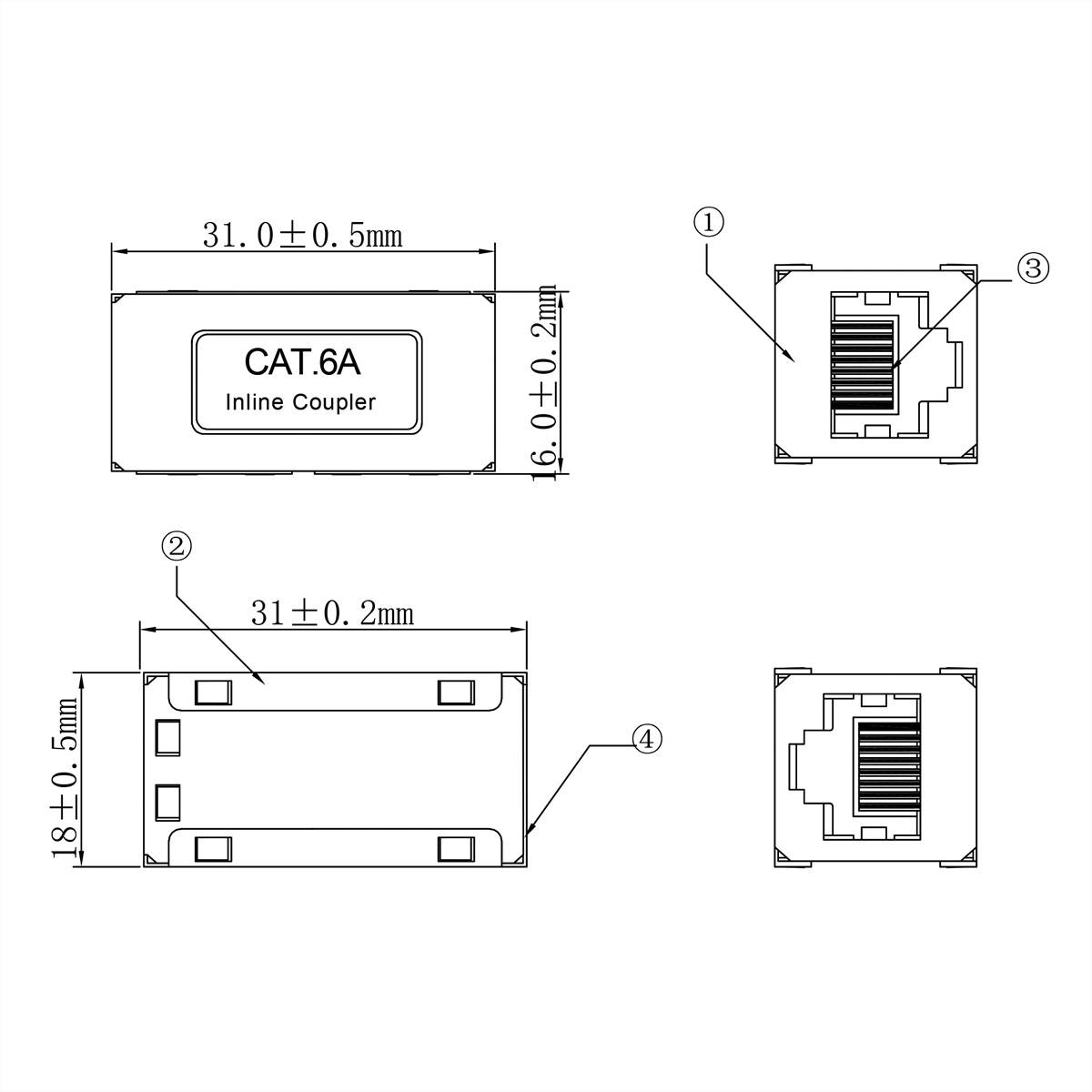Roline Raccord de mise en œuvre blindé RJ45 pour la connexion, le couplage ou le prolongement de câbles réseau RJ-45... -1