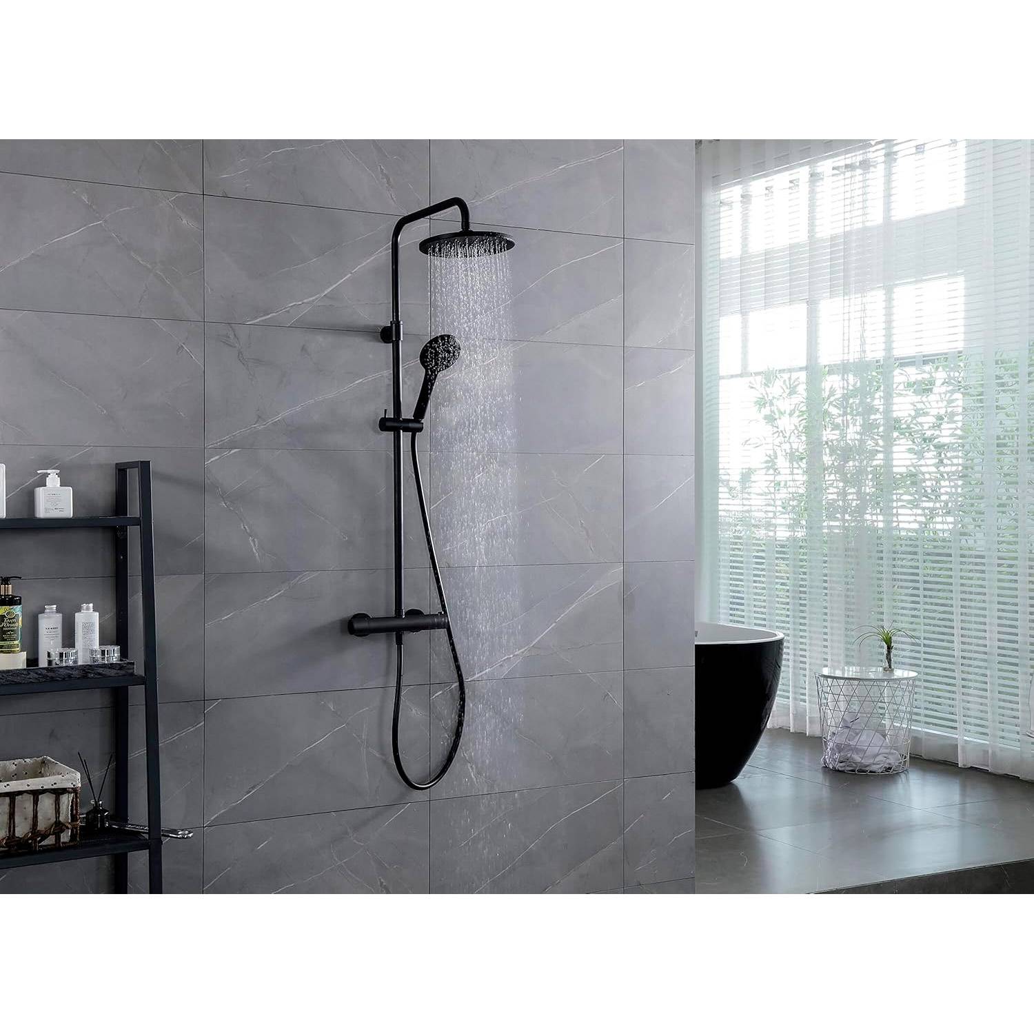 WIRQUIN Colonne de douche thermostatique BLACK ROMA Touch Comfort 5 jets Noir-1