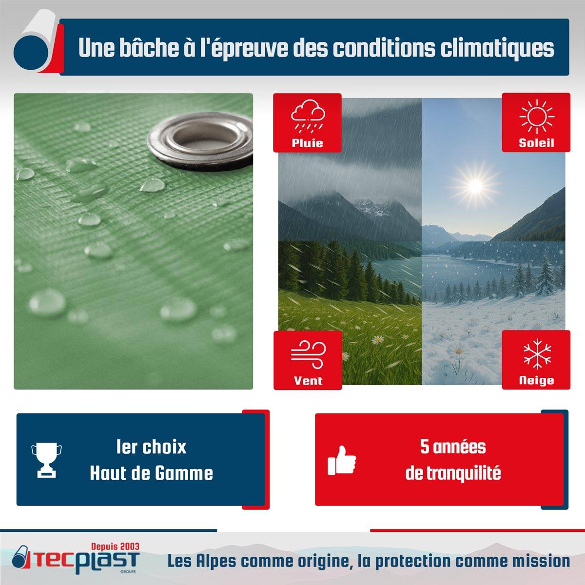 Bâche brise-vue Tecplast lp506bv 2,5x3,5 m - vert sauge - garantie 5 ans-2