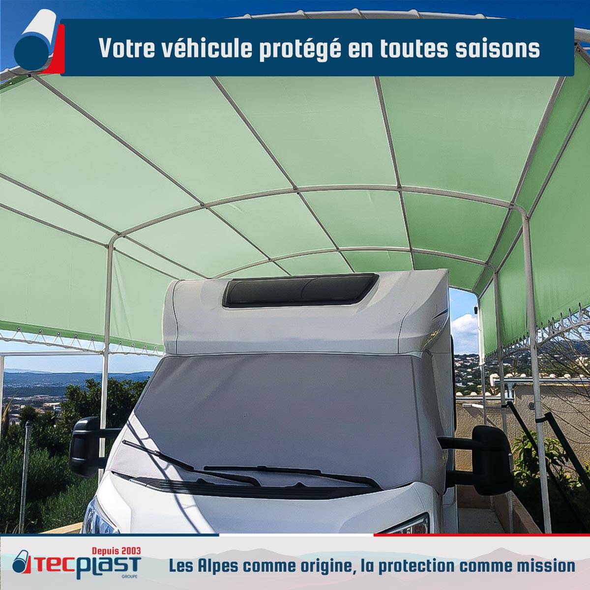 Bâche pour carport Tecplast lp506cp 2,5x3 m - vert sauge - garantie 5 ans-4