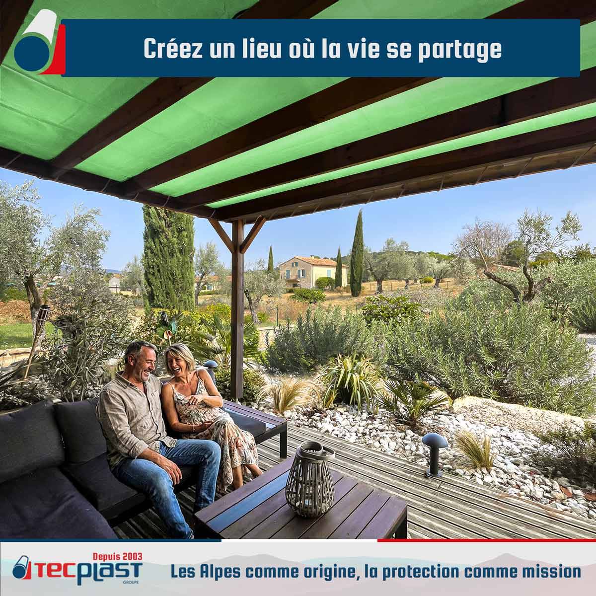 Toile pergola Tecplast lp506pr 3x6 m - vert sauge - garantie 5 ans-3