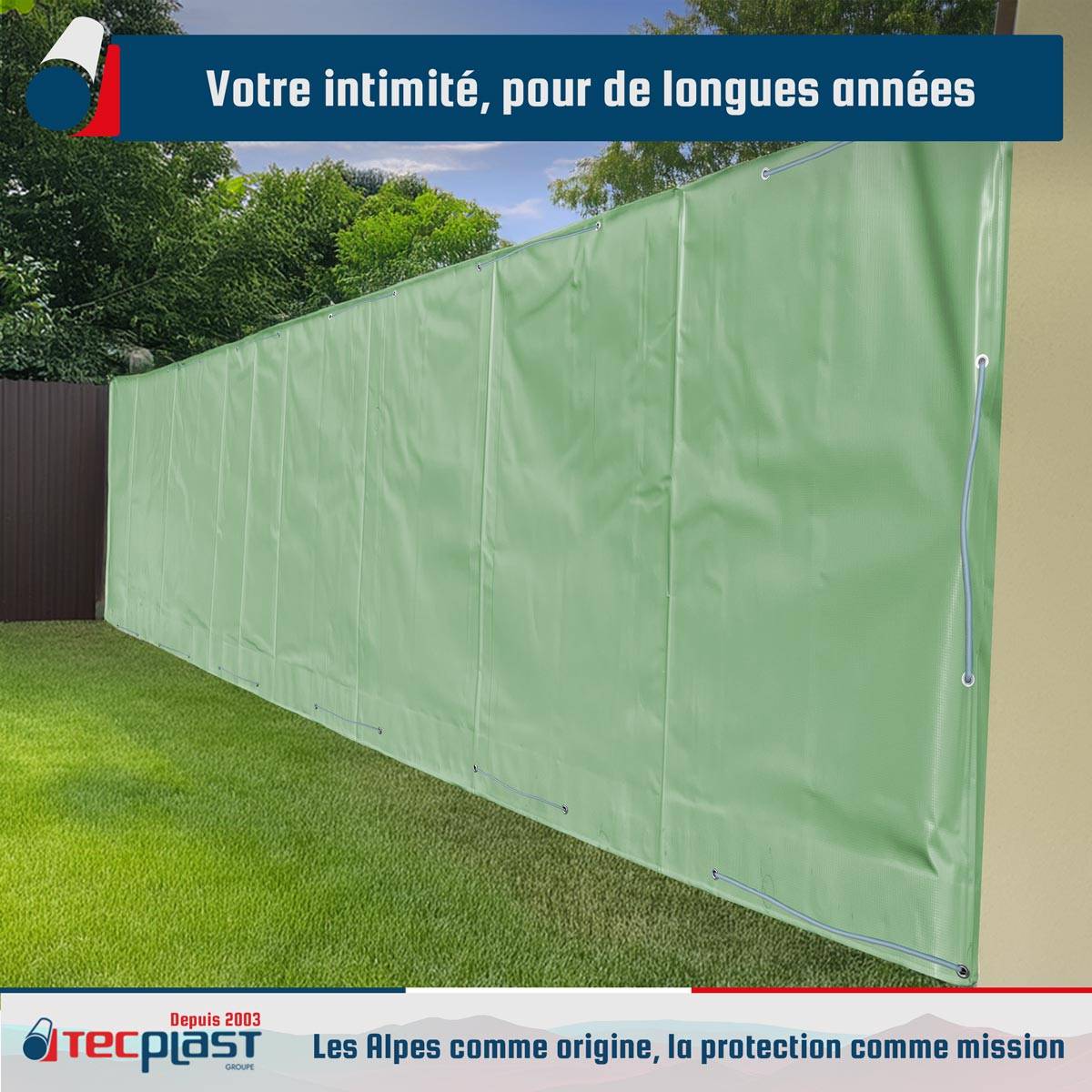 Bâche brise-vue Tecplast lp506bv 2,5x3,5 m - vert sauge - garantie 5 ans-4