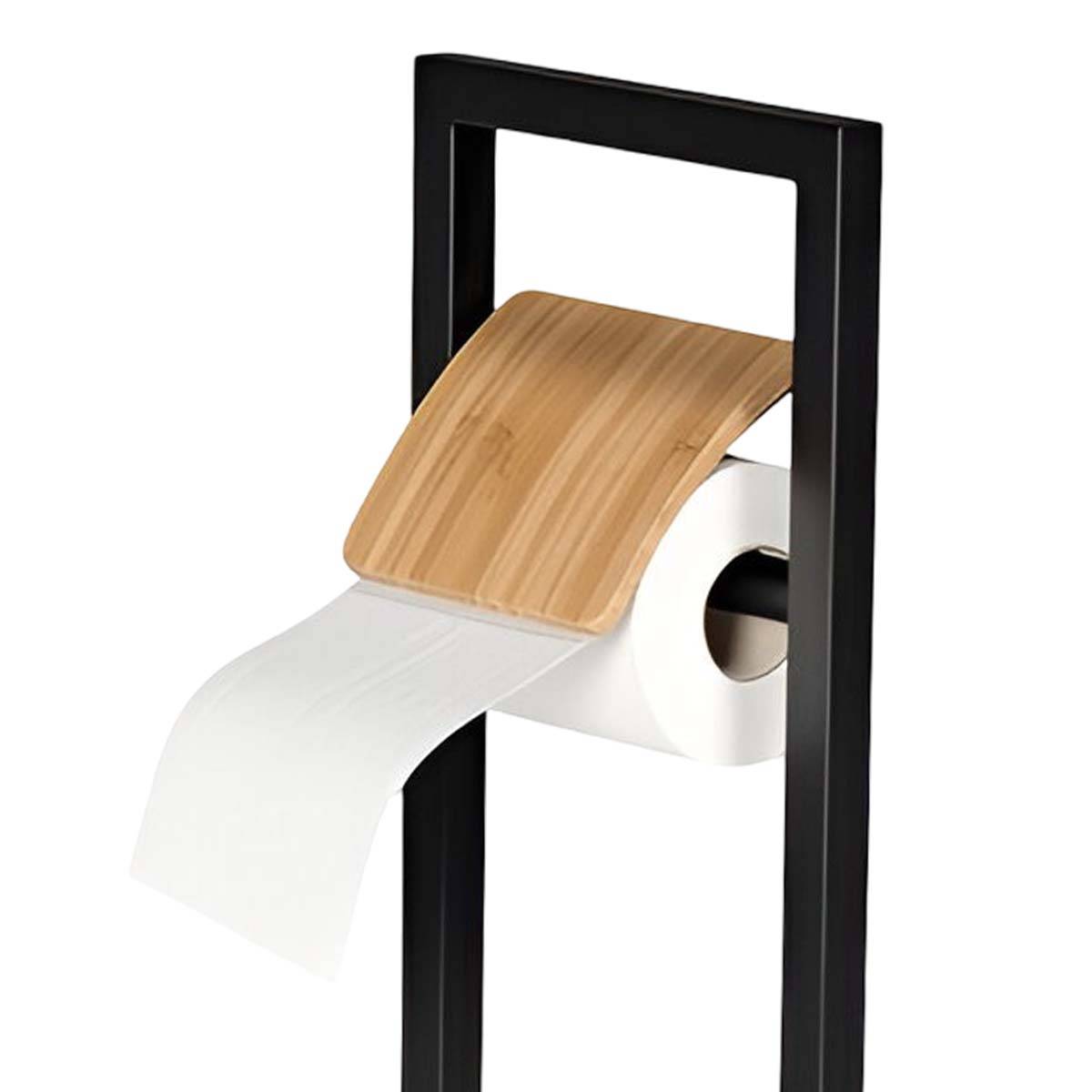 Porte-Papiers Toilette Autoportant Stable avec Brosse Intégrée-3