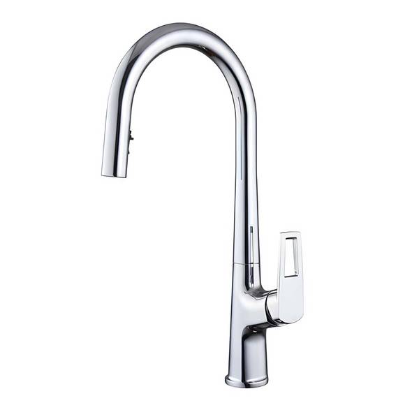 Robinet de Cuisine Encastré Extensible à Bec Haut Double Mode Finition Chromée