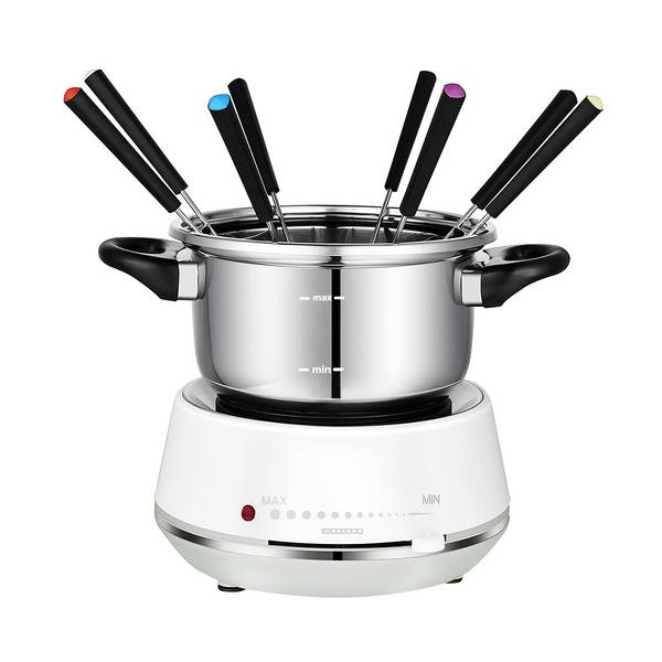 Appareil à Fondue Électrique 2L 1200W avec Thermostat et Anneau Porte-Sauces