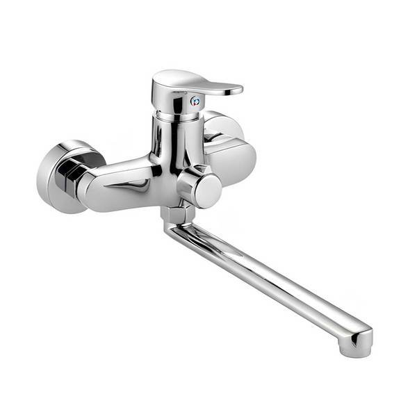 Robinet Mural à Bras Long Orientable avec Inverseur Finition Chromée