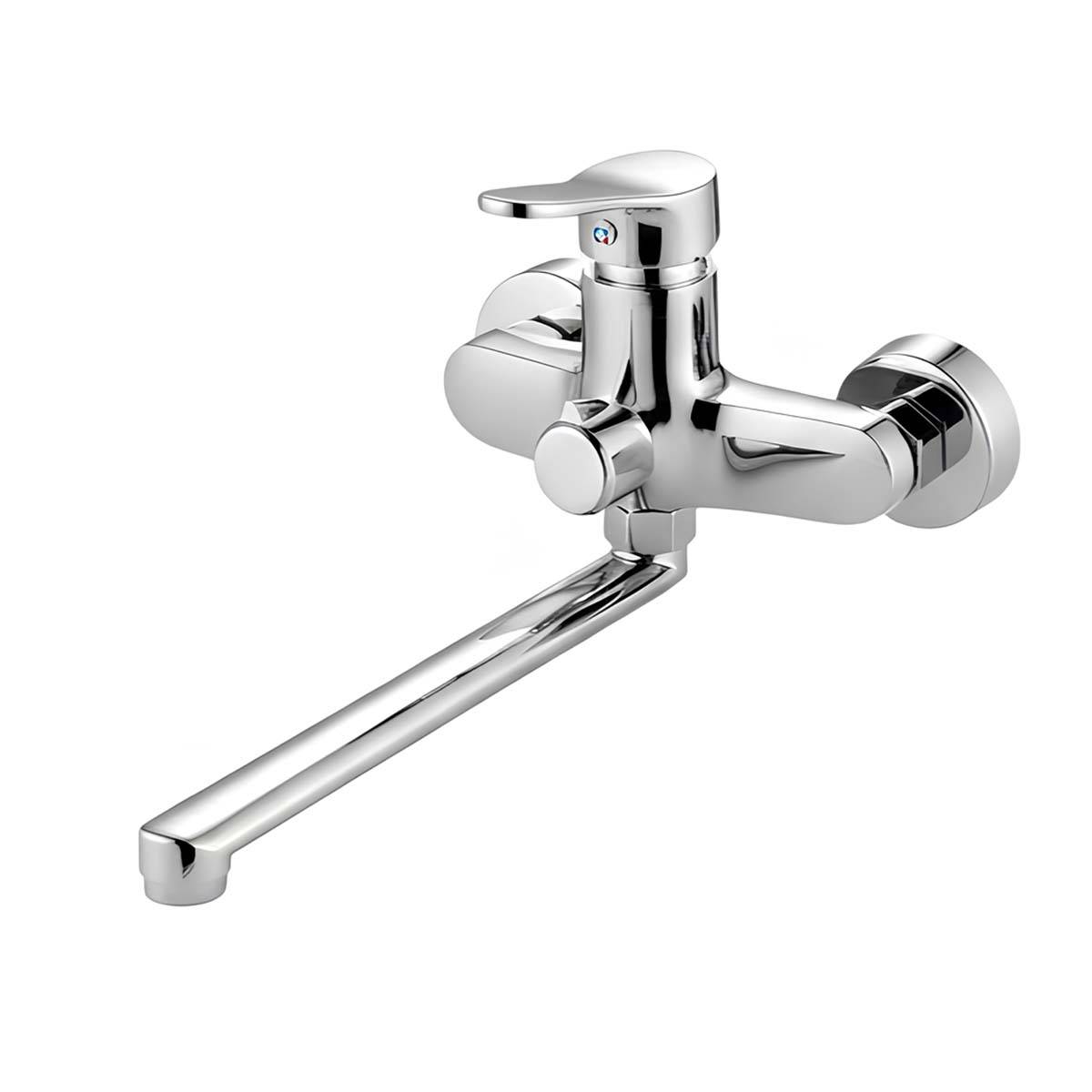 Robinet Mural à Bras Long Orientable avec Inverseur Finition Chromée-3