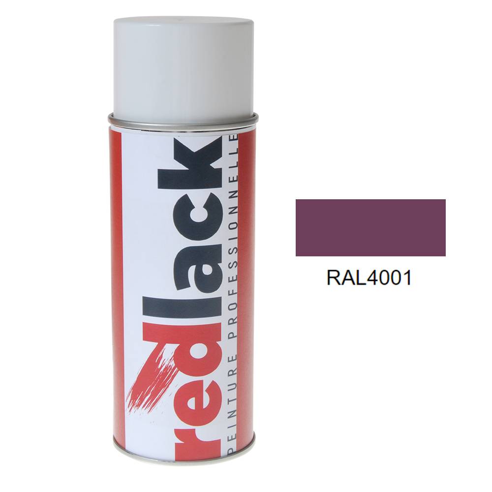 Bombe de peinture Aérosol - spray - 400ml - RAL 4001 Lilas rouge - Satiné - multisupport - Redlack - RAL4001-0