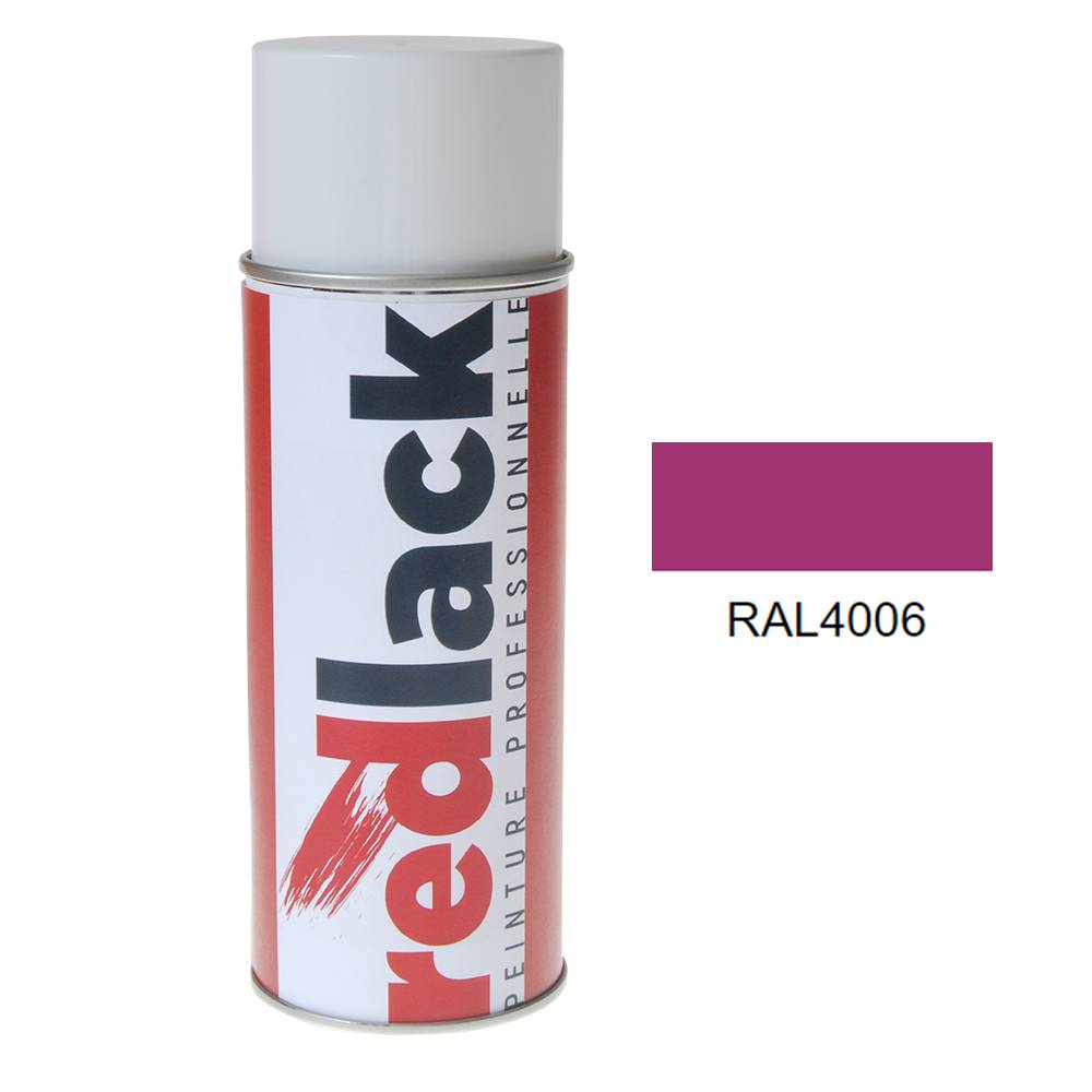 Bombe de peinture Aérosol - spray - 400ml - RAL 4006 Pourpre signalisation - Satiné - multisupport - Redlack - RAL4006-0