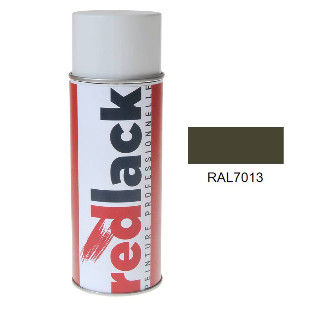 Bombe de peinture Aérosol - spray - 400ml - RAL 7013 Gris brun - Mat - multisupport - Redlack - RAL7013-0