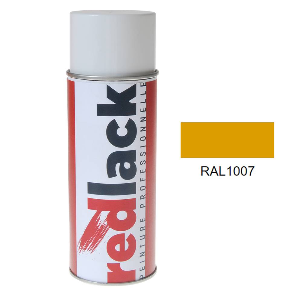 Bombe de peinture Aérosol - spray - 400ml - RAL 1007 Jaune narcisse - Satiné - multisupport - Redlack - RAL1007-0