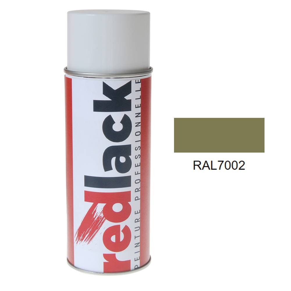Bombe de peinture Aérosol - spray - 400ml - RAL 7002 Gris olive - Brillant - multisupport - Redlack - RAL7002-0