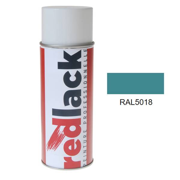 Bombe de peinture Aérosol - spray - 400ml - RAL 5018 Bleu turquoise - Mat - multisupport - Redlack - RAL5018