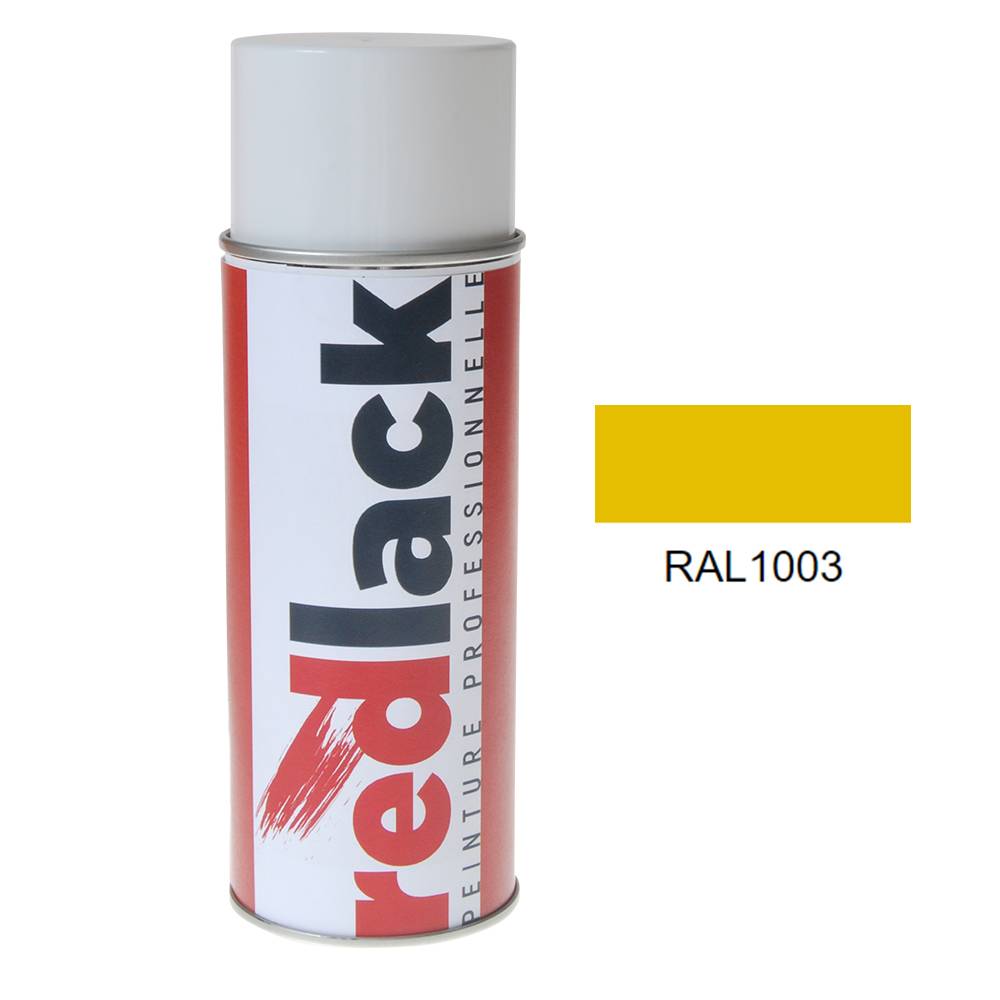 Bombe de peinture Aérosol - spray - 400ml - RAL 1003 Jaune de sécurité - Mat - multisupport - Redlack - RAL1003-0