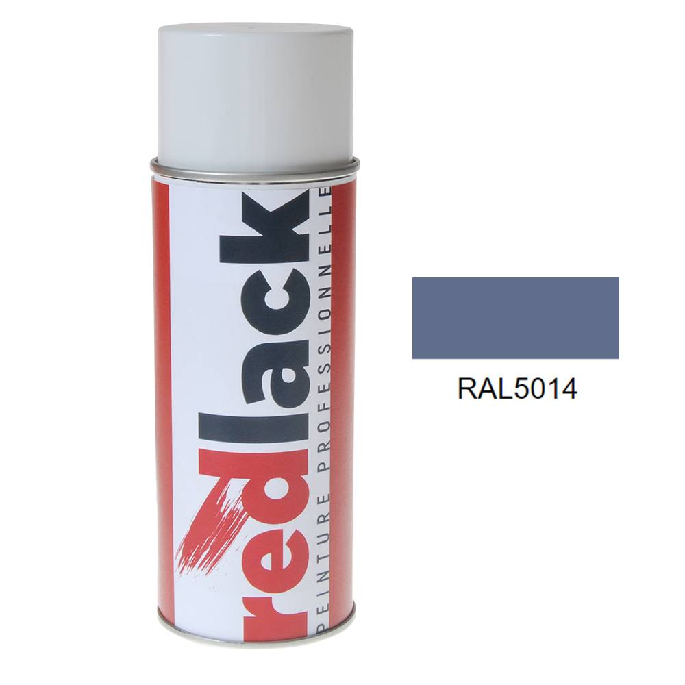 Bombe de peinture Aérosol - spray - 400ml - RAL 5014 Bleu pigeon - Brillant - multisupport - Redlack - RAL5014-0