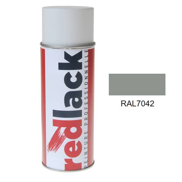 Bombe de peinture Aérosol - spray - 400ml - RAL 7042 Gris signalisation A - Satiné - multisupport - Redlack - RAL7042