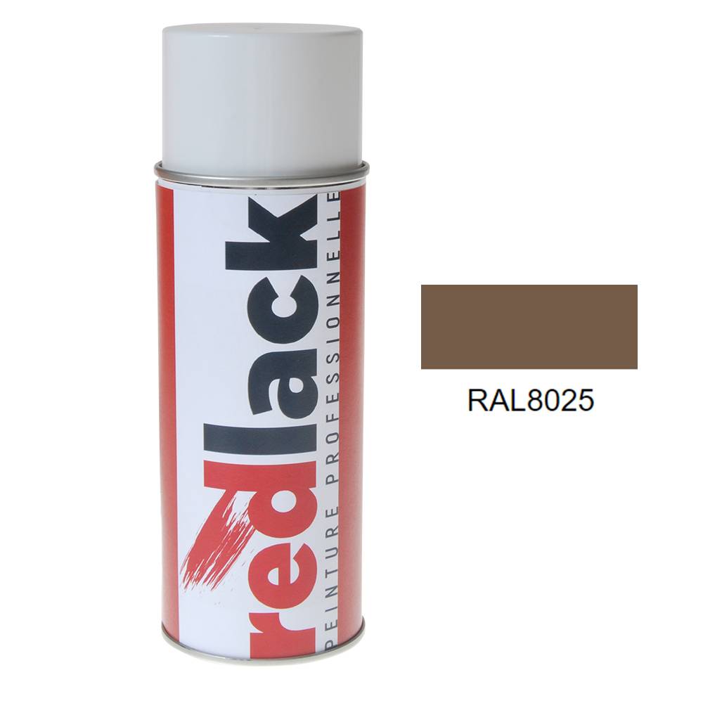 Bombe de peinture Aérosol - spray - 400ml - RAL 8025 Brun pâle - Brillant - multisupport - Redlack - RAL8025-0