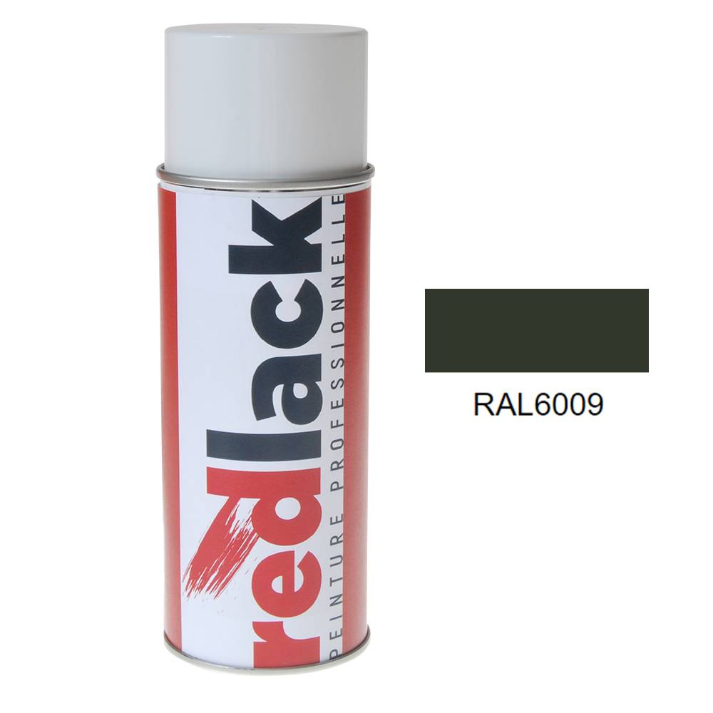 Bombe de peinture Aérosol - spray - 400ml - RAL 6009 Vert sapin - Mat - multisupport - Redlack - RAL6009-0