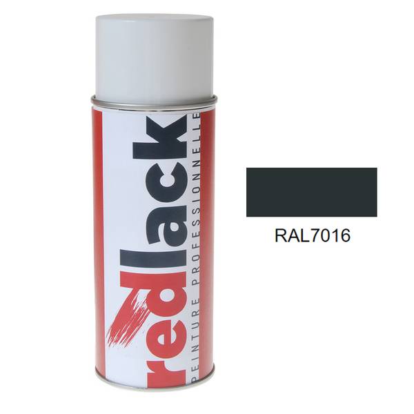 Bombe de peinture Aérosol - spray - 400ml - RAL 7016 Gris anthracite - Satiné - multisupport - Redlack - RAL7016
