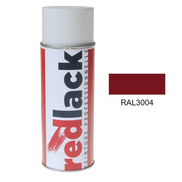 Bombe de peinture Aérosol - spray - 400ml - RAL 3004 Rouge pourpre - Satiné - multisupport - Redlack - RAL3004