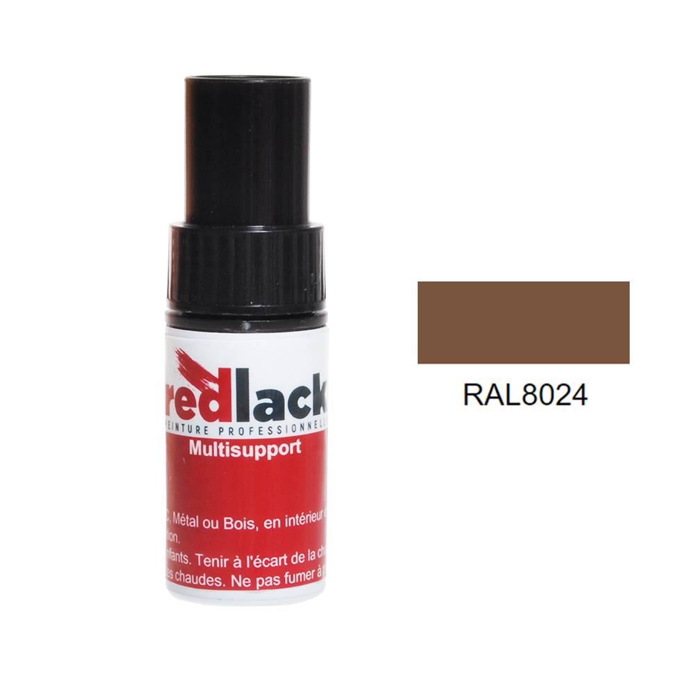 Flacon de Retouche Peinture 9 ml - RAL 8024 - Brun beige - Brillant - multisupport - Redlack - RAL8024-0