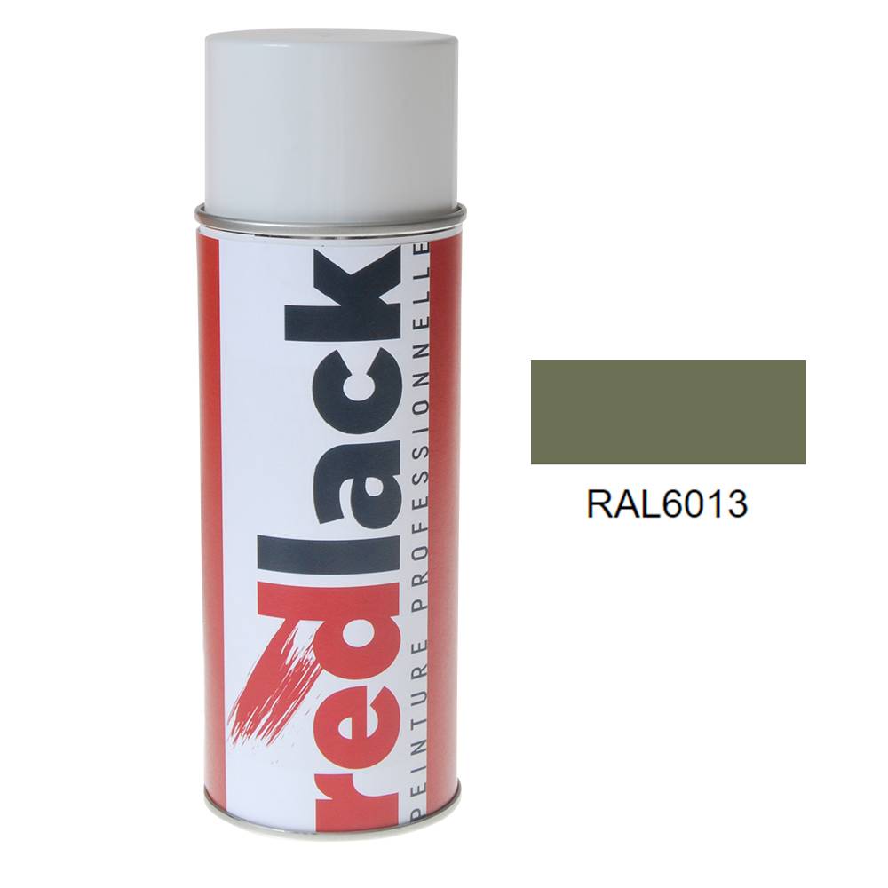 Bombe de peinture Aérosol - spray - 400ml - RAL 6013 Vert jonc - Mat - multisupport - Redlack - RAL6013-0