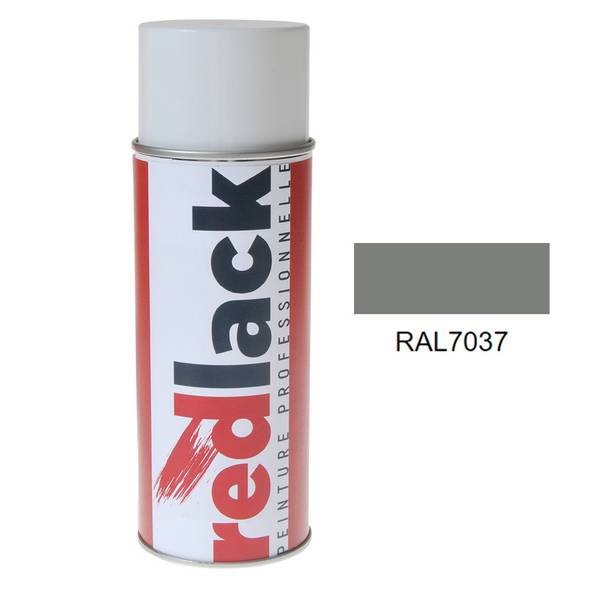 Bombe de peinture Aérosol - spray - 400ml - RAL 7037 Gris poussière - Satiné - multisupport - Redlack - RAL7037