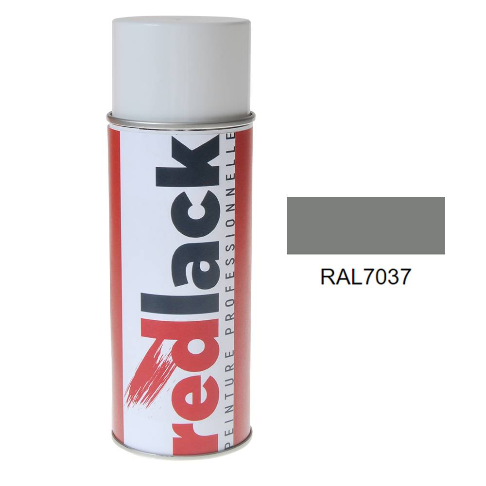 Bombe de peinture Aérosol - spray - 400ml - RAL 7037 Gris poussière - Satiné - multisupport - Redlack - RAL7037-0