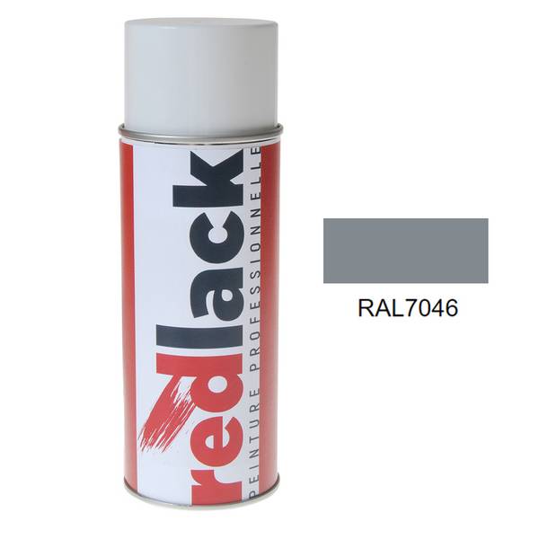 Bombe de peinture Aérosol - spray - 400ml - RAL 7046 Telegris 2 - Brillant - multisupport - Redlack - RAL7046