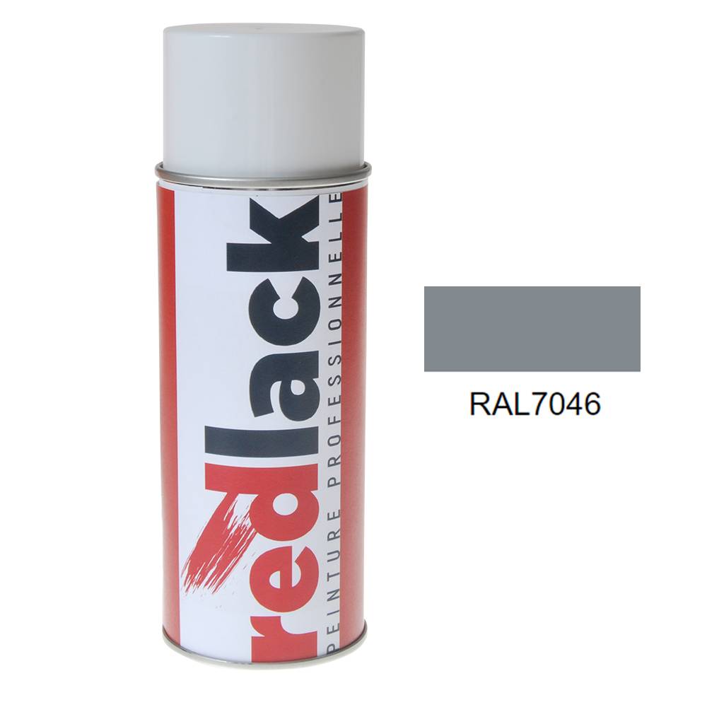 Bombe de peinture Aérosol - spray - 400ml - RAL 7046 Telegris 2 - Brillant - multisupport - Redlack - RAL7046-0