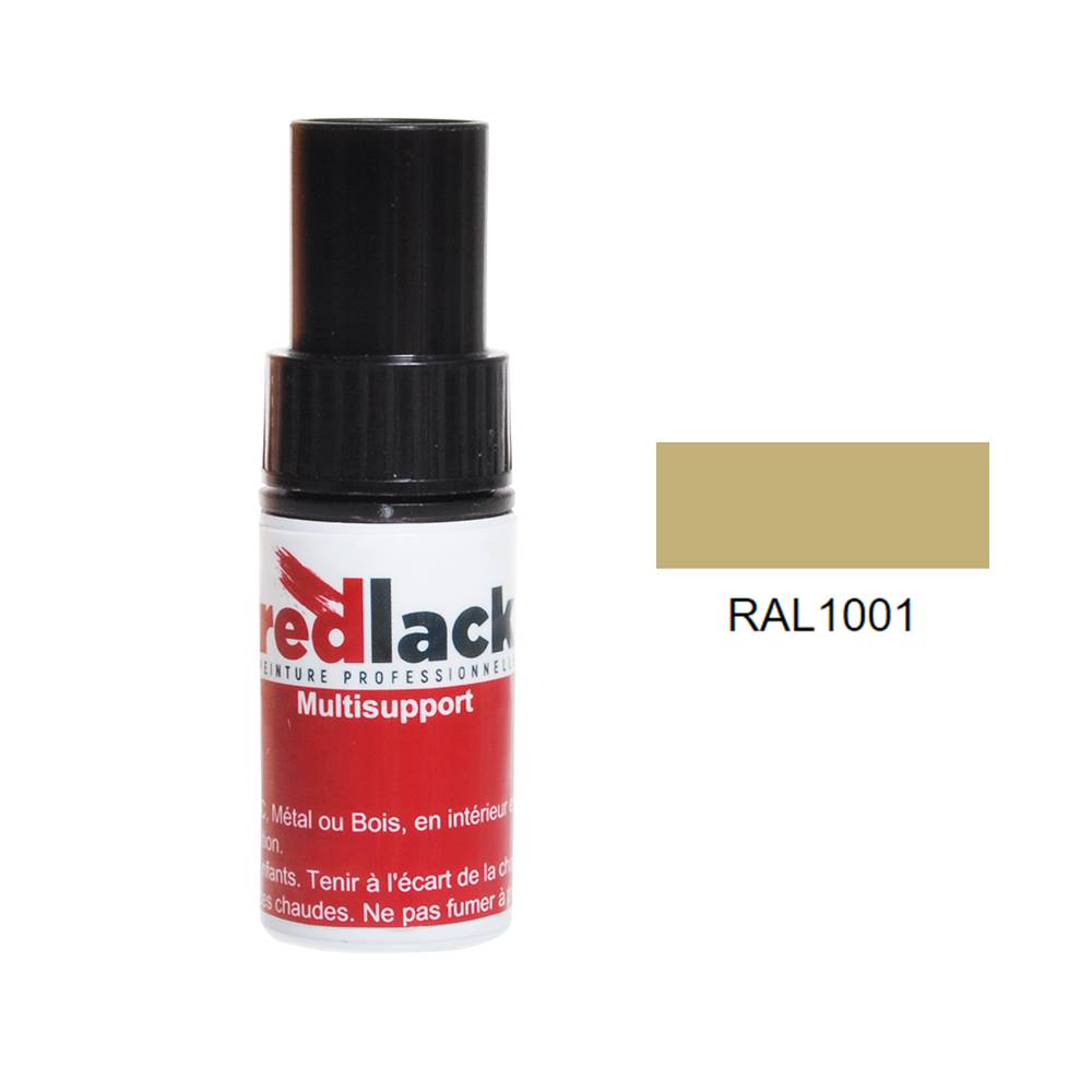 Flacon de Retouche Peinture 9 ml - RAL 1001 - Beige - Mat - multisupport - Redlack - RAL1001-0