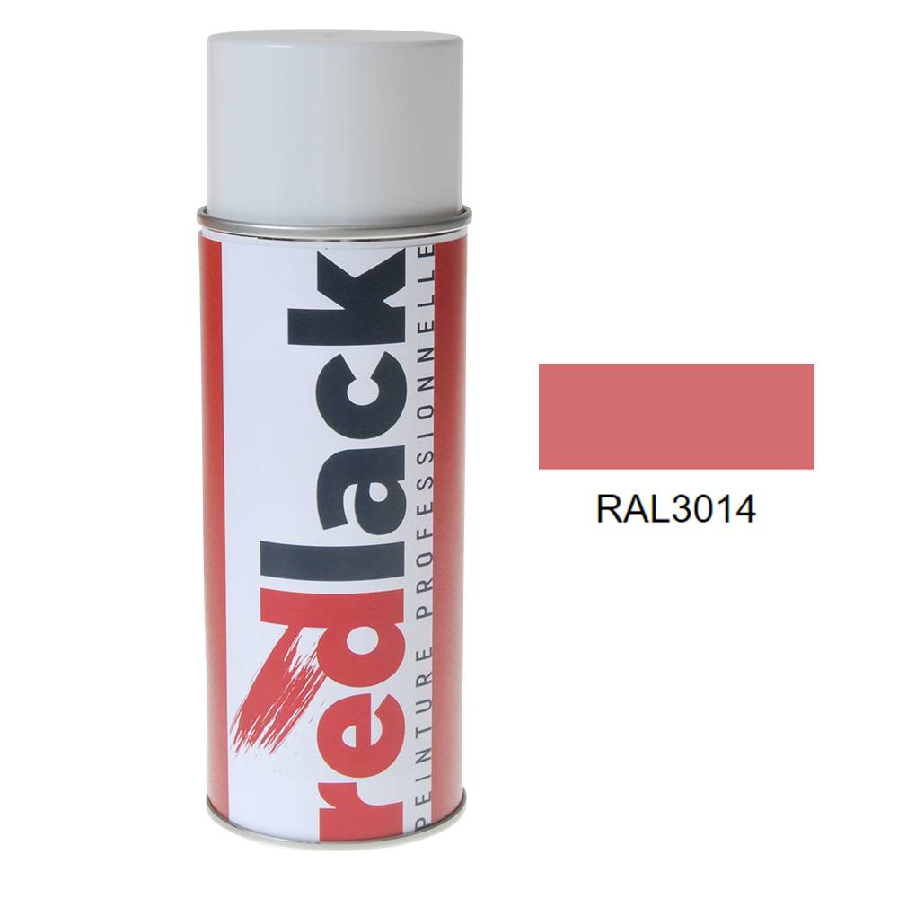 Bombe de peinture Aérosol - spray - 400ml - RAL 3014 Vieux rose - Brillant - multisupport - Redlack - RAL3014-0