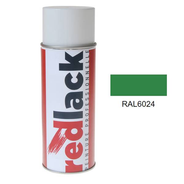 Bombe de peinture Aérosol - spray - 400ml - RAL 6024 Vert signalisation - Satiné - multisupport - Redlack - RAL6024