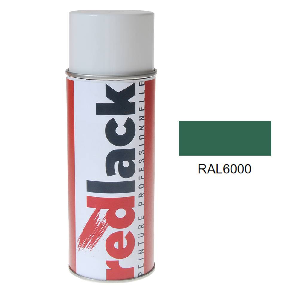 Bombe de peinture Aérosol - spray - 400ml - RAL 6000 Vert patine - Mat - multisupport - Redlack - RAL6000-0