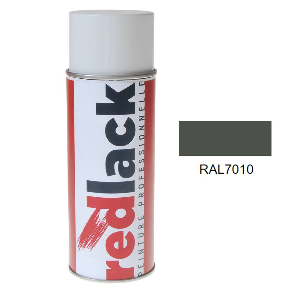 Bombe de peinture Aérosol - spray - 400ml - RAL 7010 Gris tente - Brillant - multisupport - Redlack - RAL7010-0