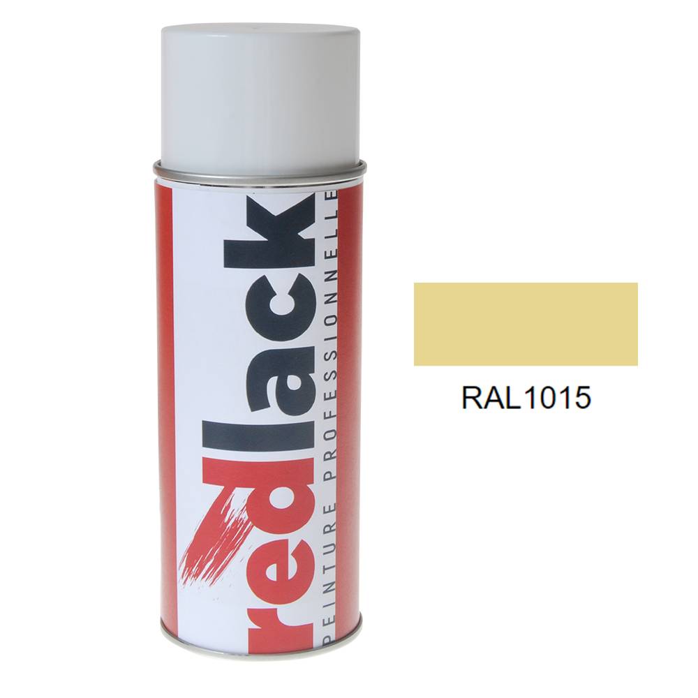Bombe de peinture Aérosol - spray - 400ml - RAL 1015 Ivoire clair - Brillant - multisupport - Redlack - RAL1015-0