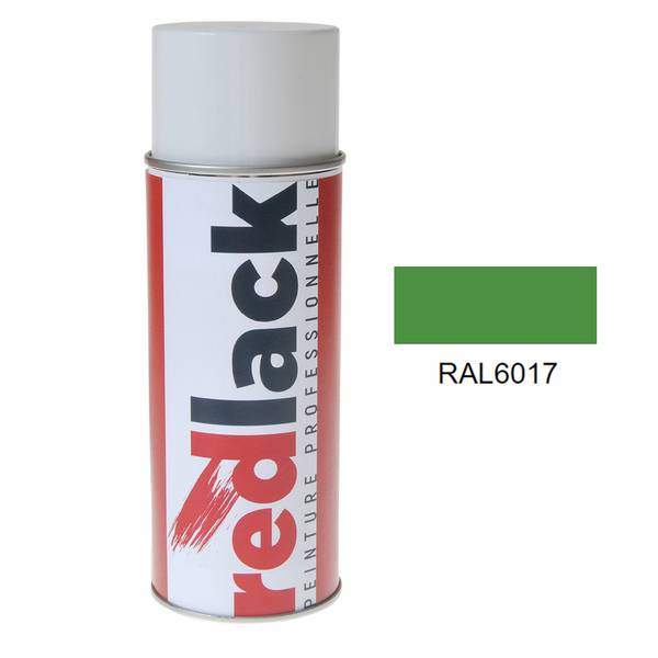 Bombe de peinture Aérosol - spray - 400ml - RAL 6017 Vert mai - Satiné - multisupport - Redlack - RAL6017