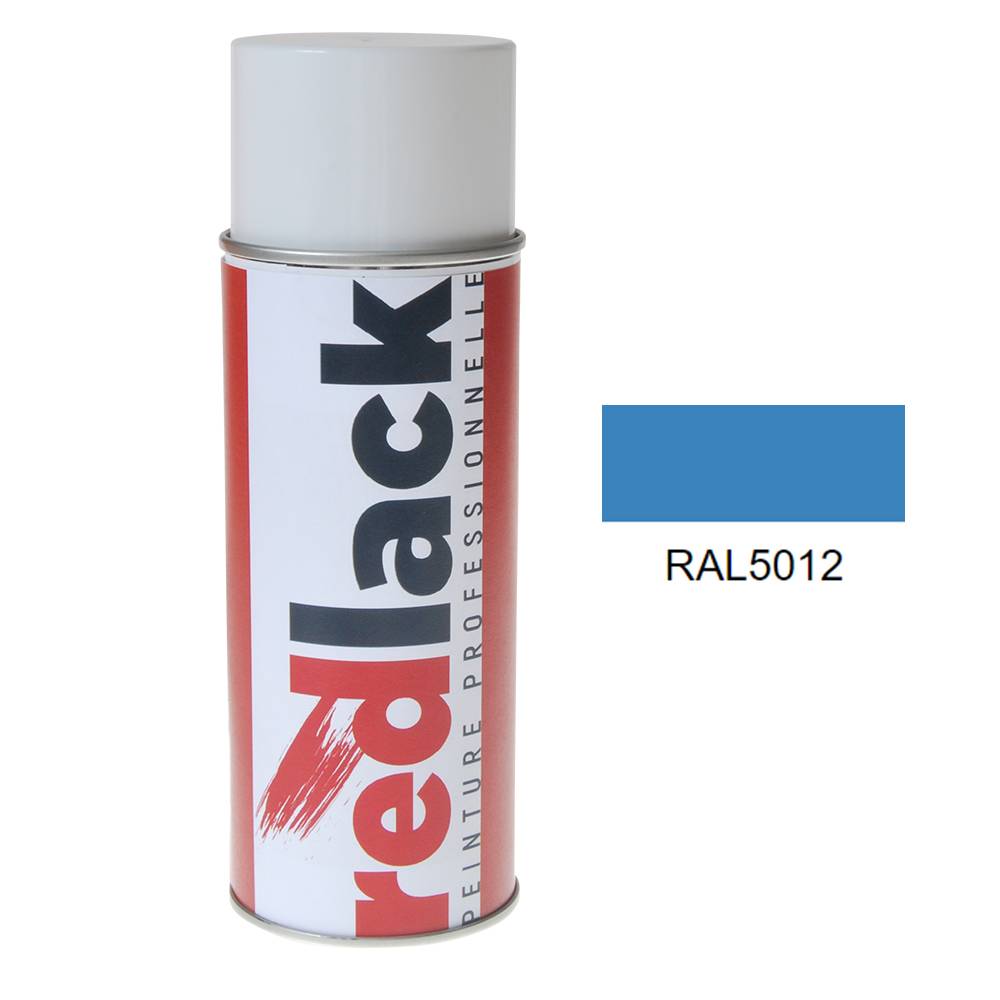 Bombe de peinture Aérosol - spray - 400ml - RAL 5012 Bleu clair - Brillant - multisupport - Redlack - RAL5012-0