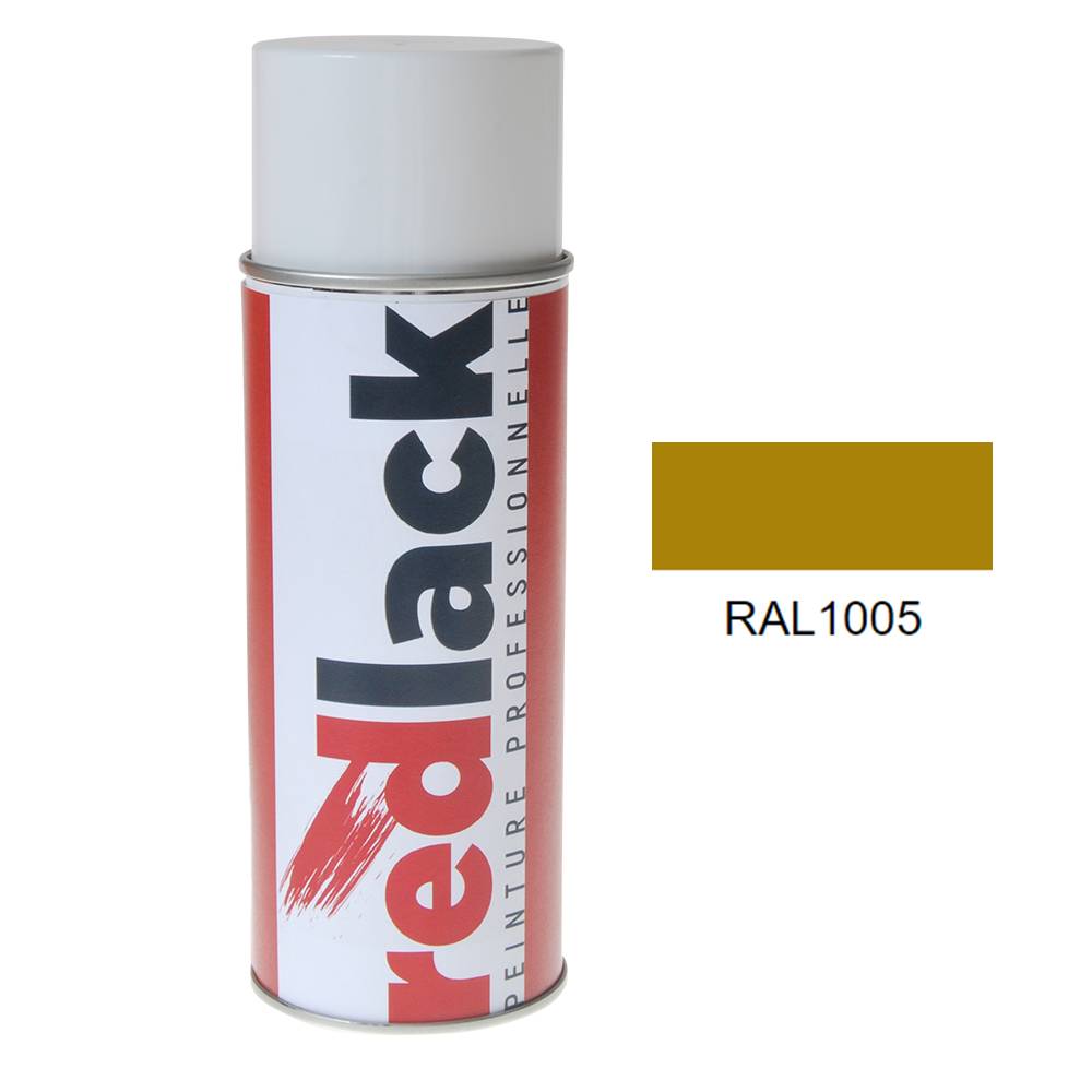 Bombe de peinture Aérosol - spray - 400ml - RAL 1005 Jaune miel - Mat - multisupport - Redlack - RAL1005-0